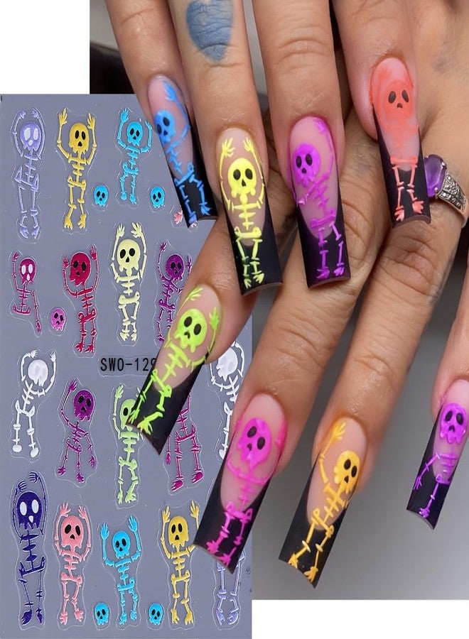 SWEET TREND Halloween Nail Stickers Set - 6 Sheets Spooky Nail Art Decals with Skulls Spiders Ghosts & Evil Eyes - DIY Self-Adhesive Nail Wraps for Halloween Party & Gift for Women - Image 2